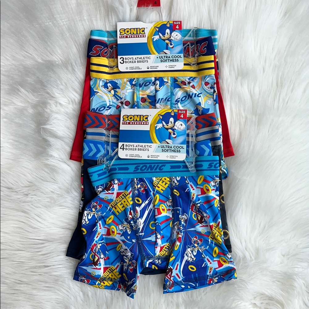 🆕 Sonic the Hedgehog Athletic Boxer Briefs 7 Pairs Size 4